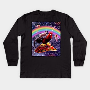 Space Pug Riding Chicken Unicorn - Taco & Burrito Kids Long Sleeve T-Shirt